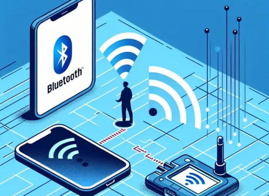 "Ilustrasi langkah-langkah pemecahan masalah untuk koneksi Bluetooth yang tidak stabil di perangkat elektronik, termasuk smartphone dan laptop."